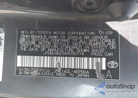 2010 Toyota Corolla S/Le/Xle z USA, uszkodzony, nr VIN JTDBU4EE5A9095774